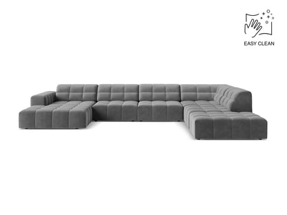 Jennifer — Panoramic Sofa Light Grey (Venus 2929) Black Plastic Right