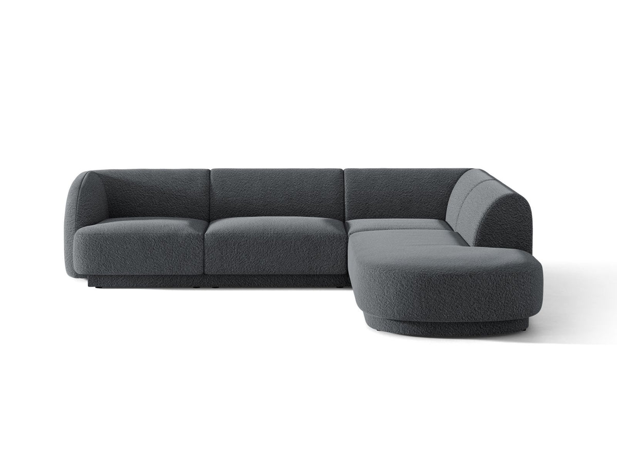 Miley — Corner Sofa Dark Grey (Baloo 2083) Black Plastic Right