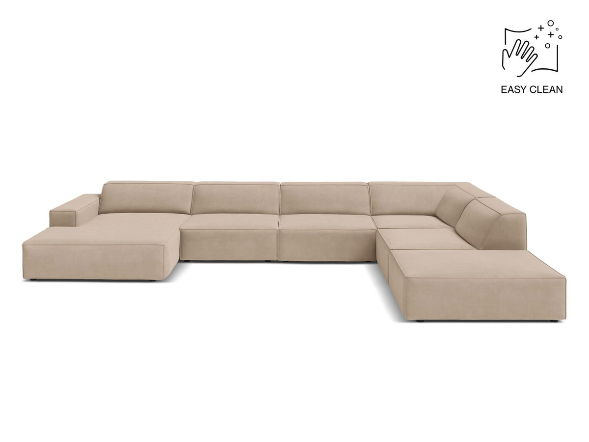 Jodie — Panoramic Sofa Beige (Venus 2928) Black Plastic Right