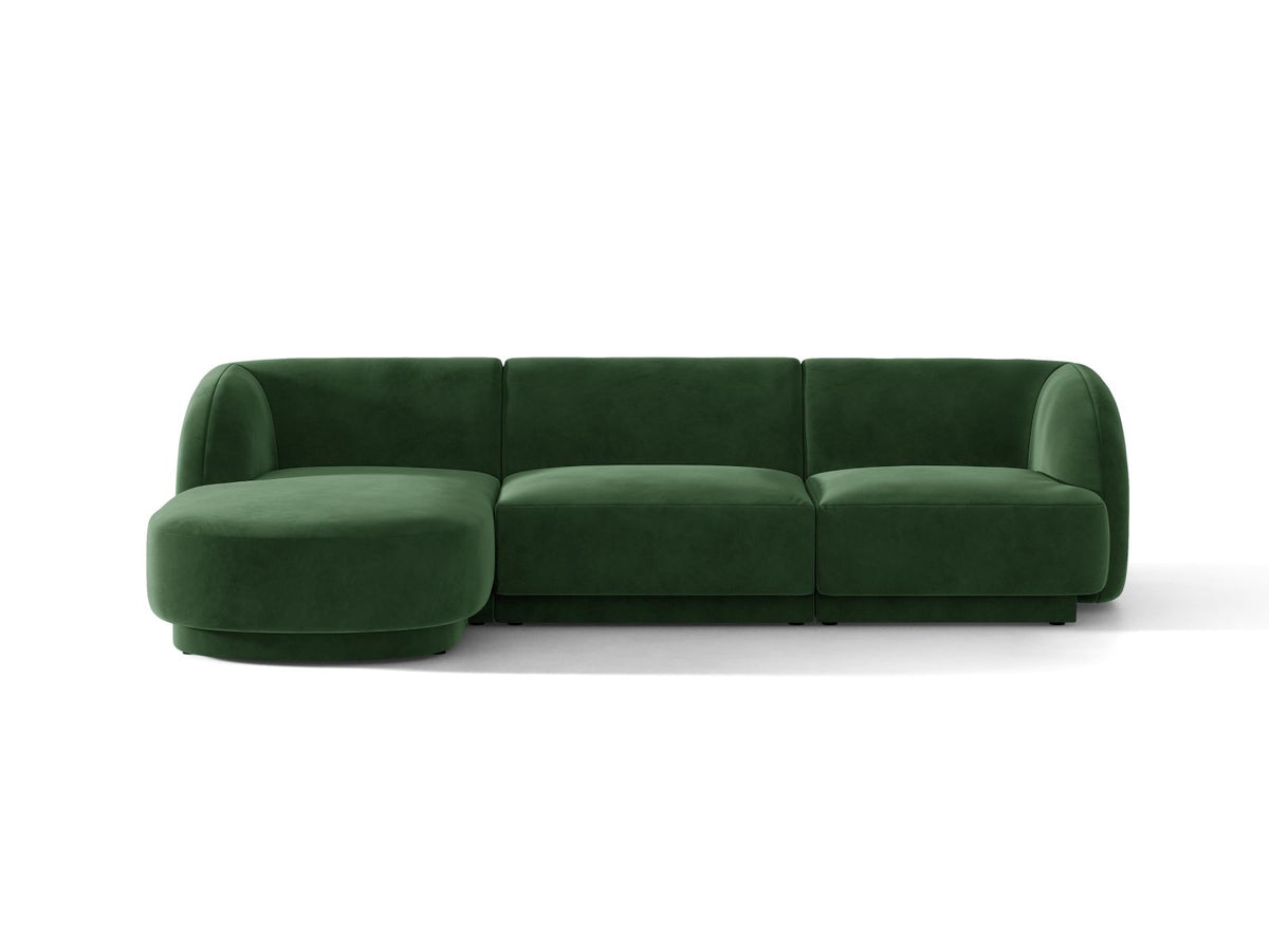 Miley — Corner Sofa Bottle Green (Venus 2940) Black Plastic Left