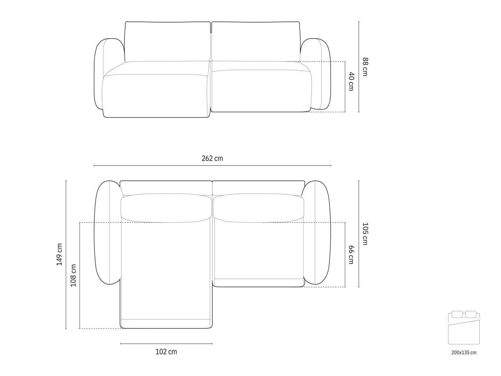 Tonale — Corner Sofa (262x149x88 cm)