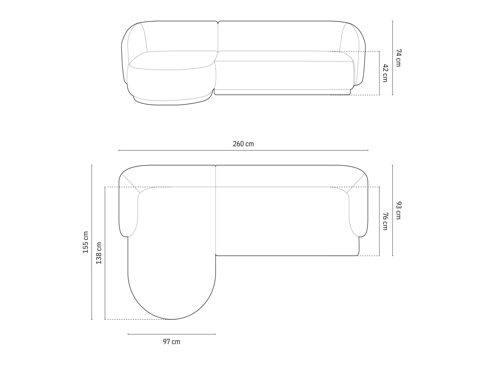 Gomera — Corner Sofa (260x155x74 cm)