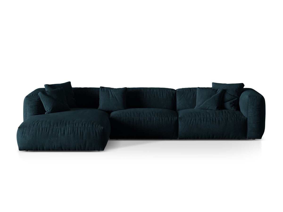 Martina — Corner Sofa Deep Petrol (Vogue 13) Black Plastic Left