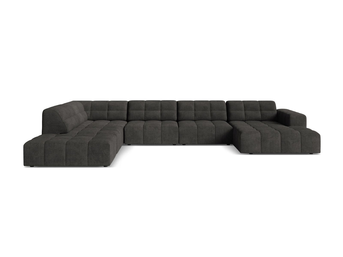 Jennifer — Panoramic Sofa Dark Grey (Eden 20 Graphite) Black Plastic Left