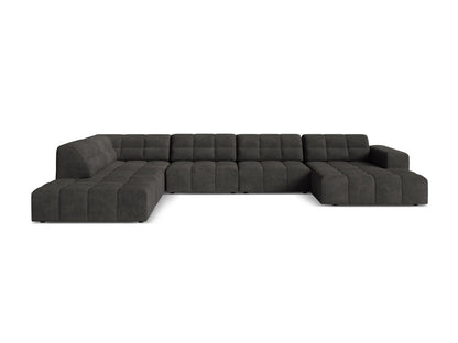 Jennifer — Panoramic Sofa Dark Grey (Eden 20 Graphite) Black Plastic Left