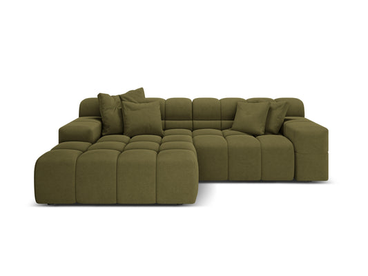 Hawaii — Corner Sofa Green (Moly 38) Black Plastic Left