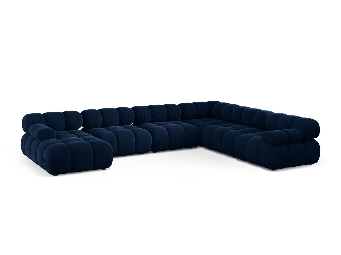 Bellis — Panoramic Sofa Royal Blue (Bluvel 86) Black Plastic Right