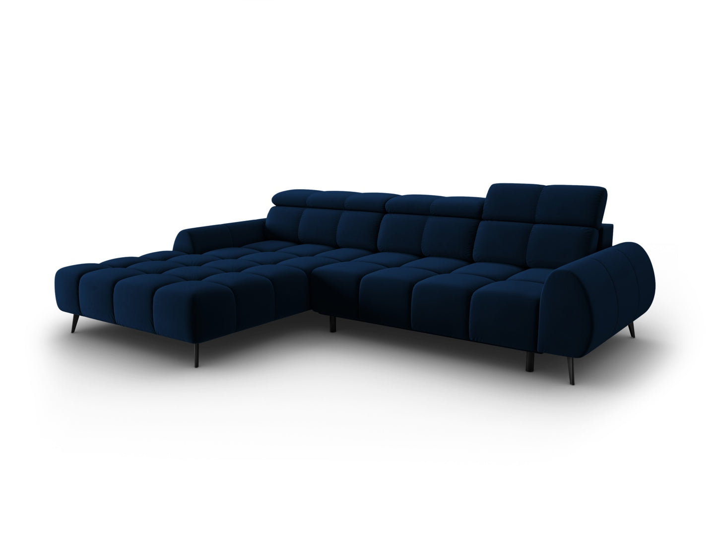 Alyse — Corner Sofa Royal Blue (Bluvel 86) Black Metal Left