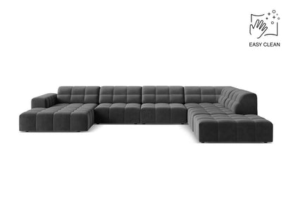 Jennifer — Panoramic Sofa Grey (Venus 2930) Black Plastic Right