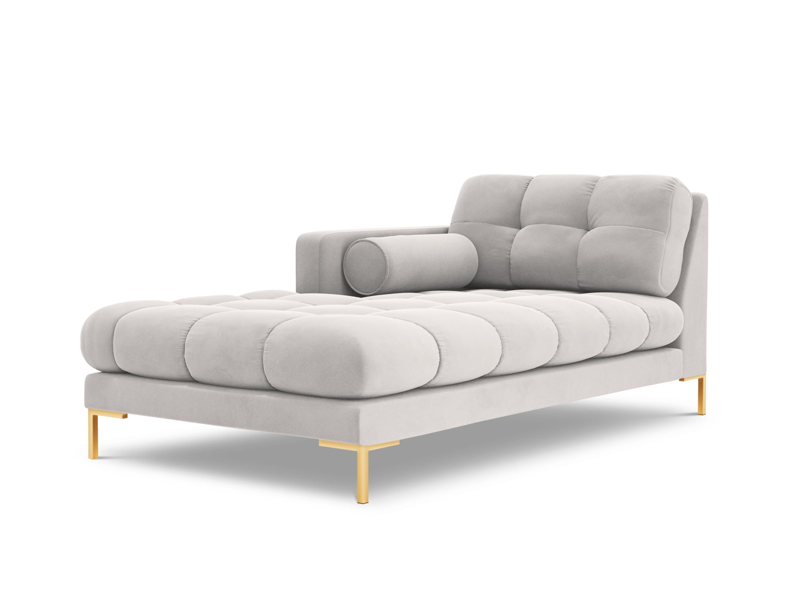 Bali — Chaise Longue Silver (Bluvel 03) Gold Metal Left