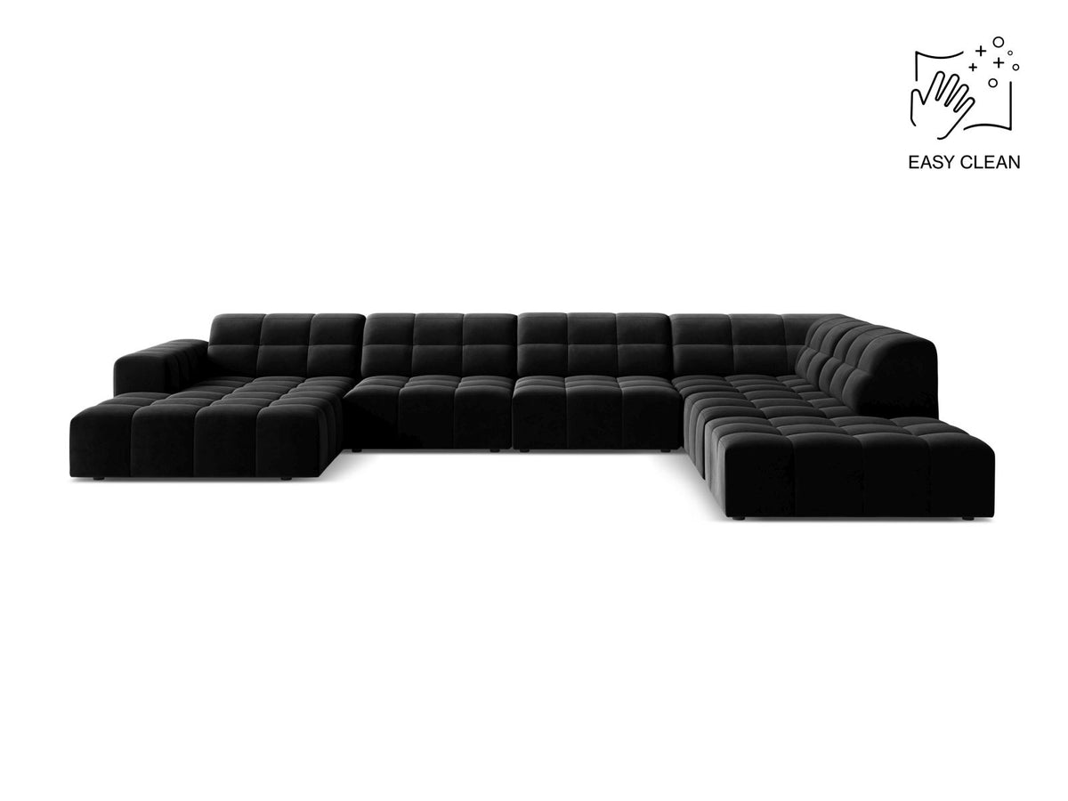 Jennifer — Panoramic Sofa Black (Venus 2923) Black Plastic Right