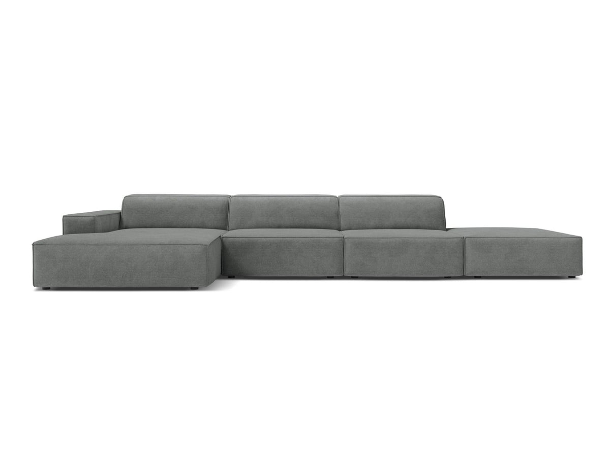 Jodie — Corner Sofa Grey (Liberty 20) Black Plastic Left