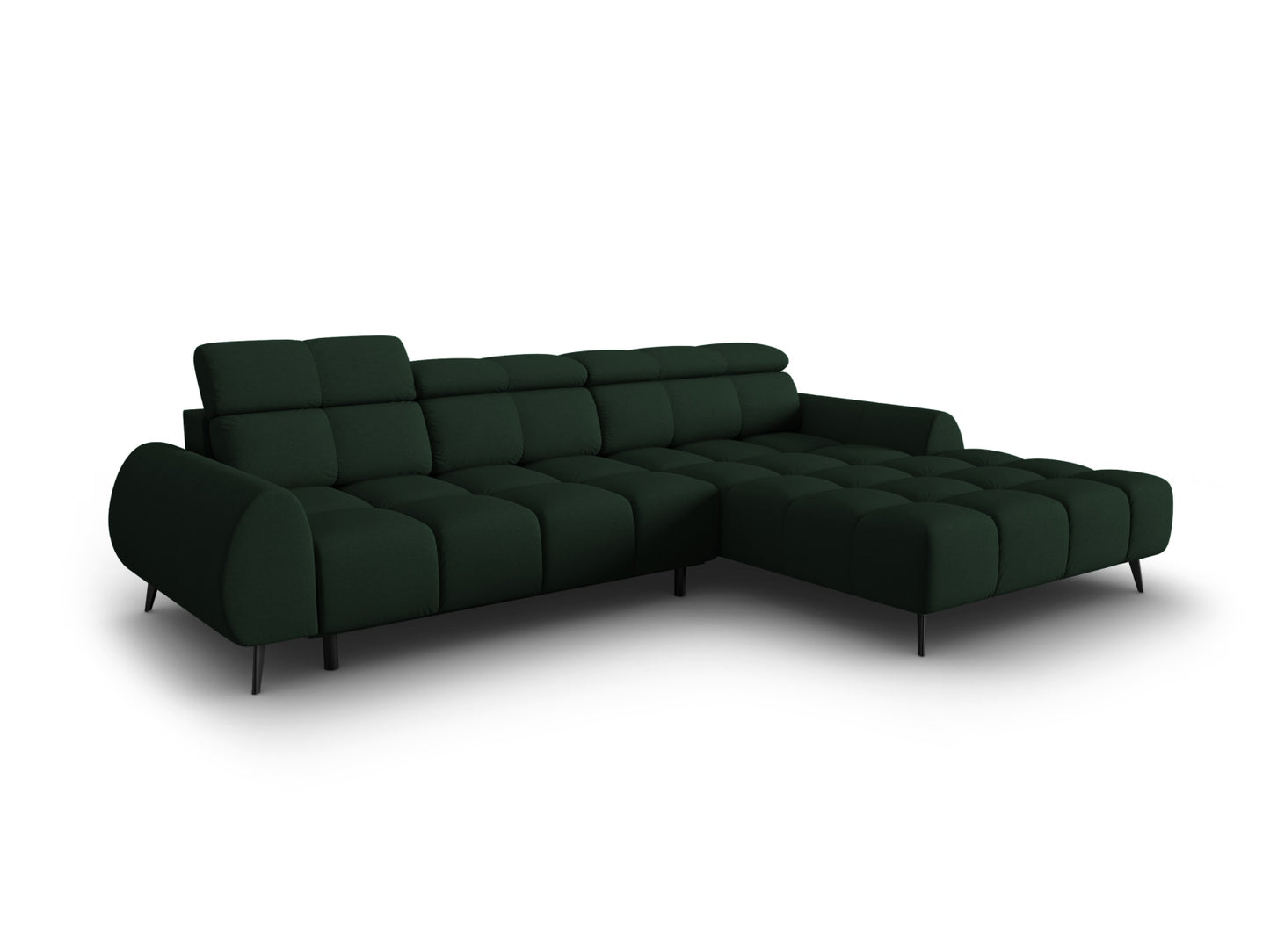 Alyse — Corner Sofa Dark Green (Nea 78) Black Metal Right