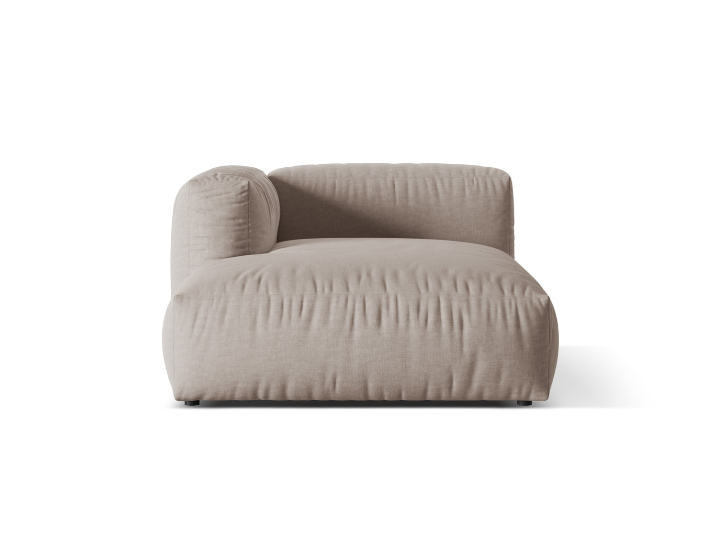 Martina — Chaise Longue Dark Beige (Boston Trufa) Black Plastic Left