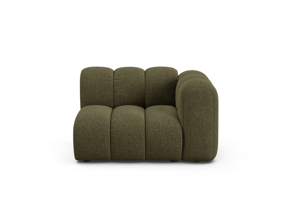Lupine — Modular Sofa Green (Eden 12 Olive) Black Plastic Right