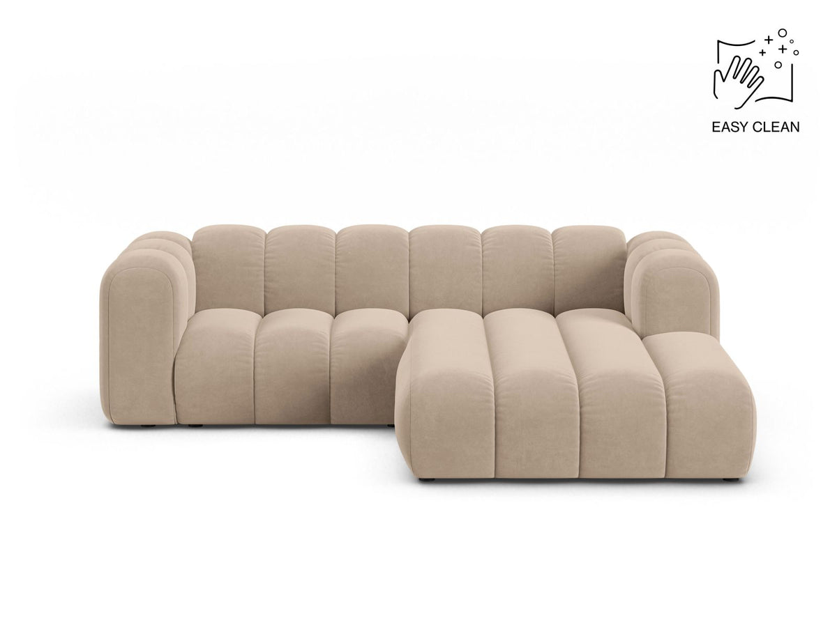 Lupine — Corner Sofa Beige (Venus 2928) Black Plastic Right