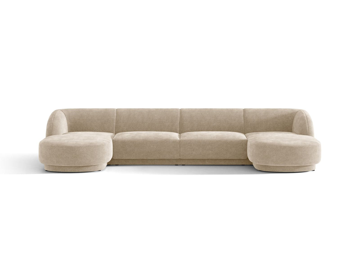 Miley — Panoramic Sofa Beige (Eden 3 Cream) Black Plastic