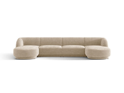 Miley — Panoramic Sofa Beige (Eden 3 Cream) Black Plastic