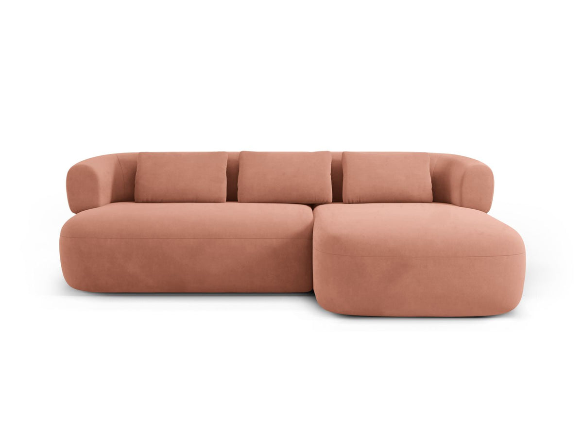 Jenny — Corner Sofa Pink (Salvador 11) Black Plastic Right