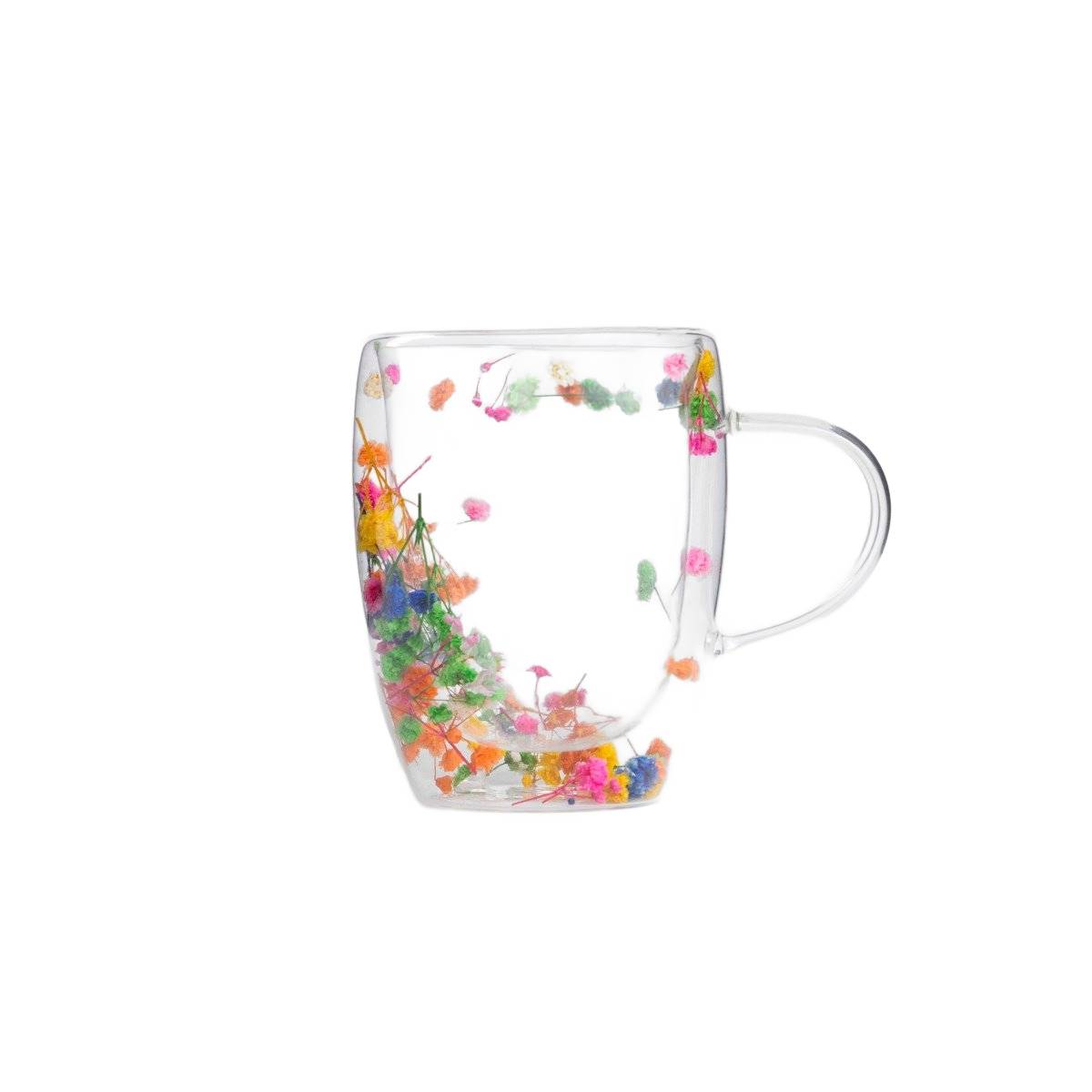 SECO Double Wall Glass Mug with Flower Design 0.35L