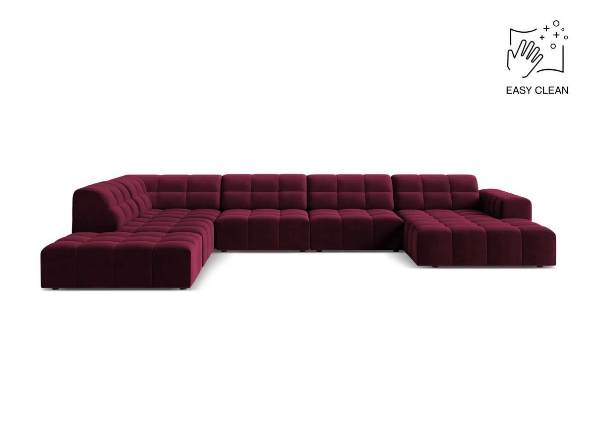 Jennifer — Panoramic Sofa Burgundy (Venus 2932) Black Plastic Left