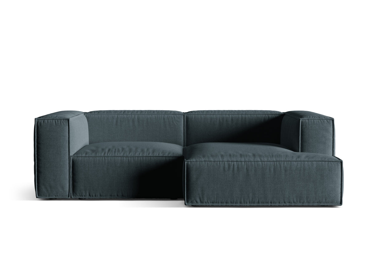 Nuria — Corner Sofa Deep Petrol (Liberty 13) Black Plastic Right