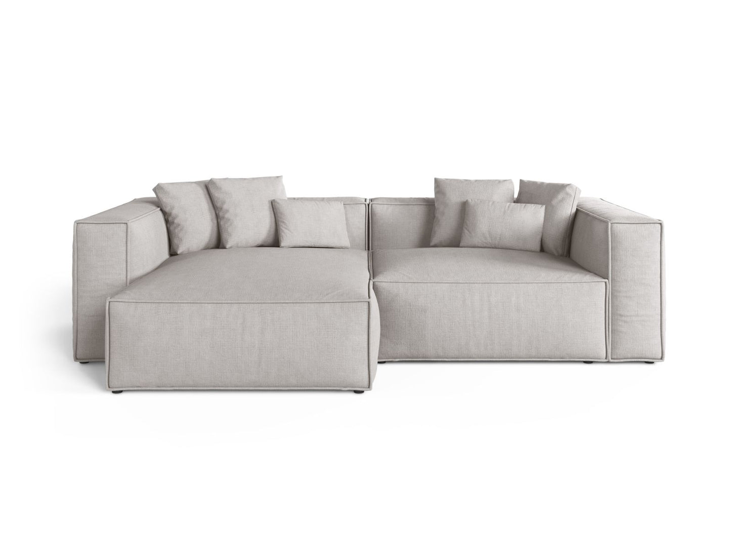 Aveiro — Corner Sofa Light Grey (Liberty 18) Black Plastic Left