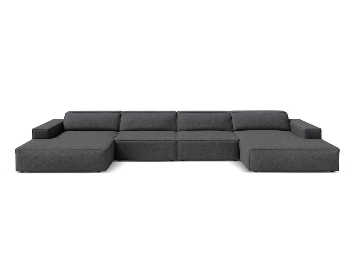 Jodie — Panoramic Sofa Dark Grey (Baloo 2083) Black Plastic