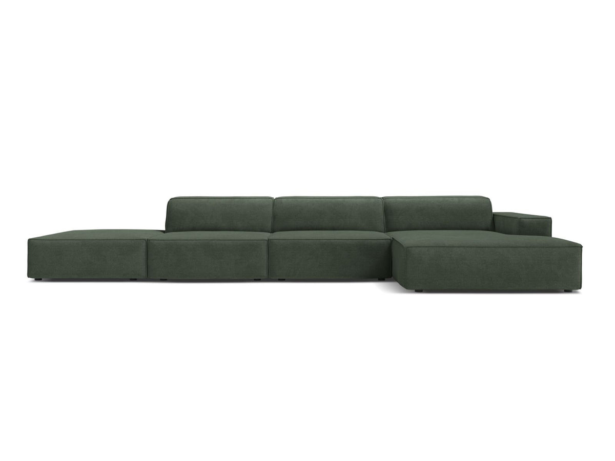 Jodie — Corner Sofa Moss Green (Liberty 12) Black Plastic Right