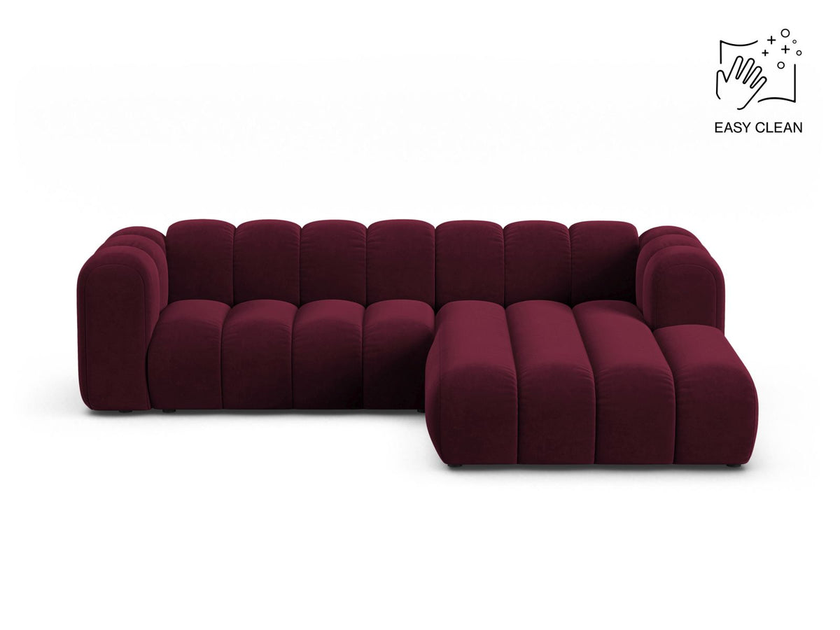 Lupine — Corner Sofa Burgundy (Venus 2932) Black Plastic Right