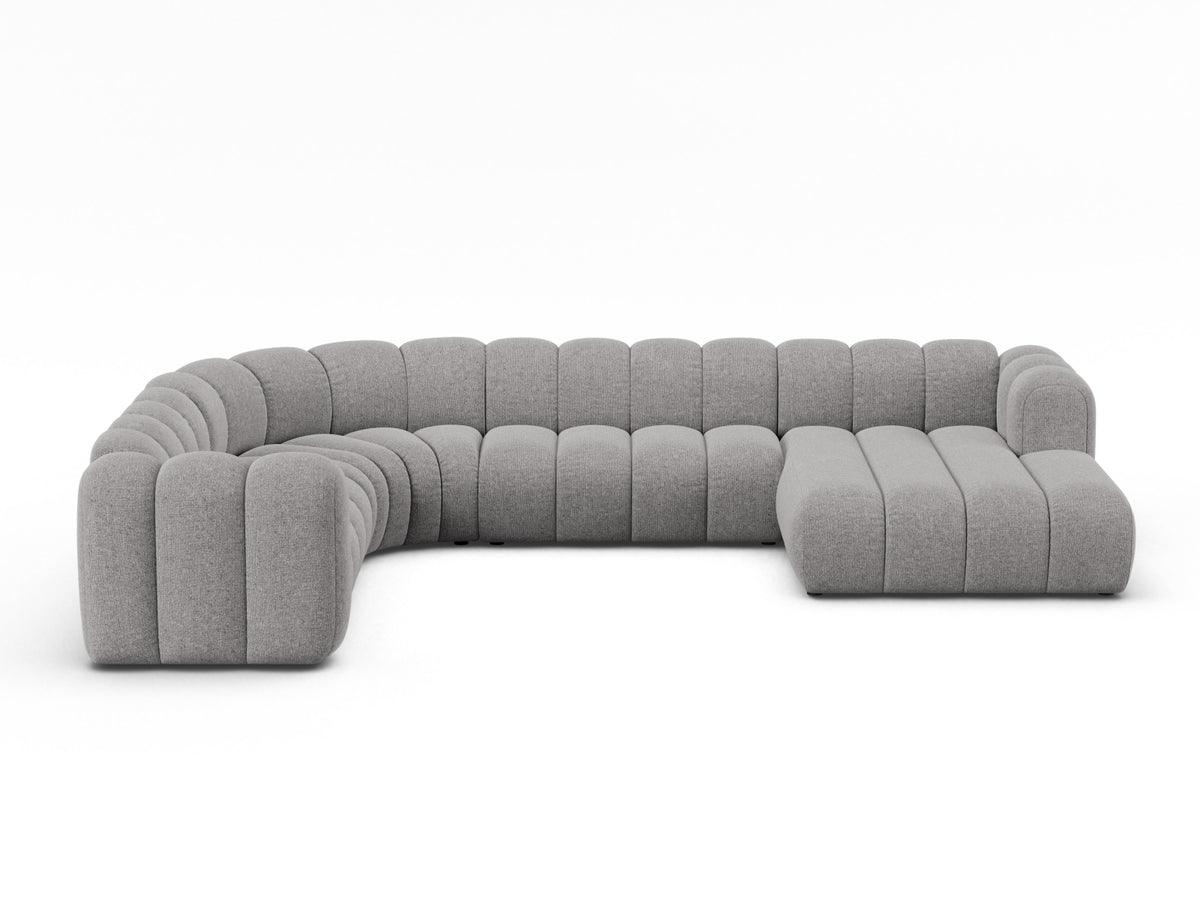 Lupine — Panoramic Sofa Light Grey (Eden 18 Grey) Black Plastic Left