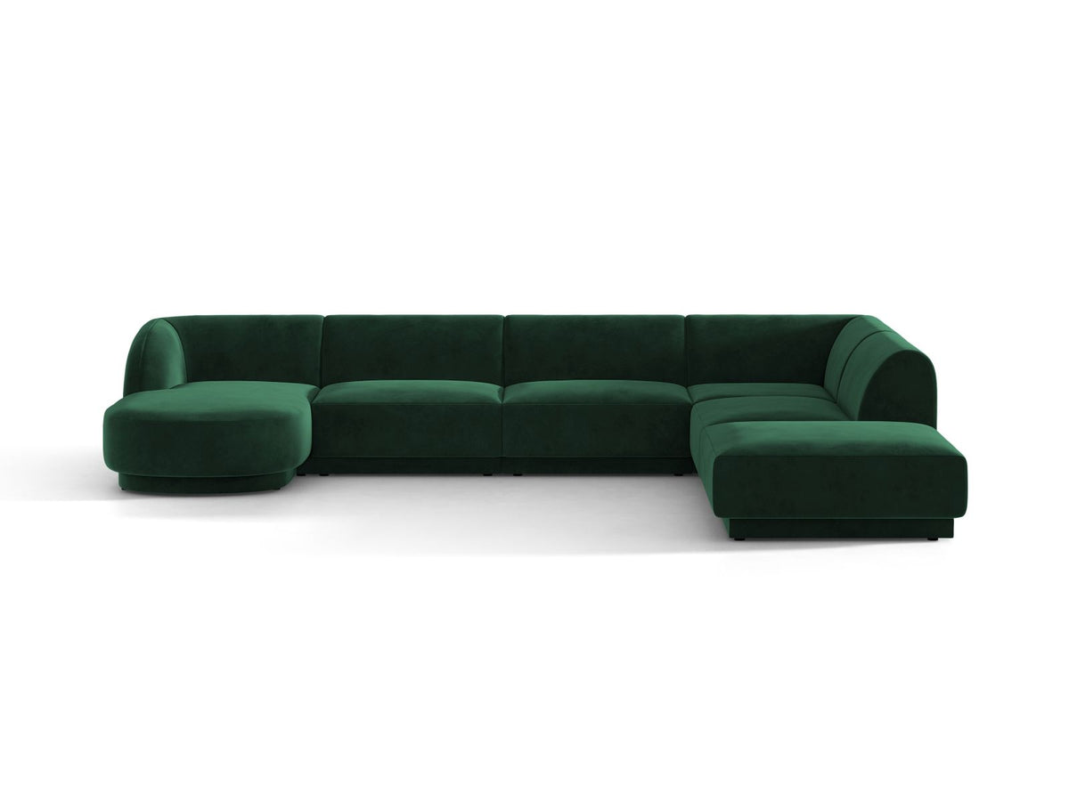 Miley — Panoramic Sofa Bottle Green (Bluvel 78) Black Plastic Right