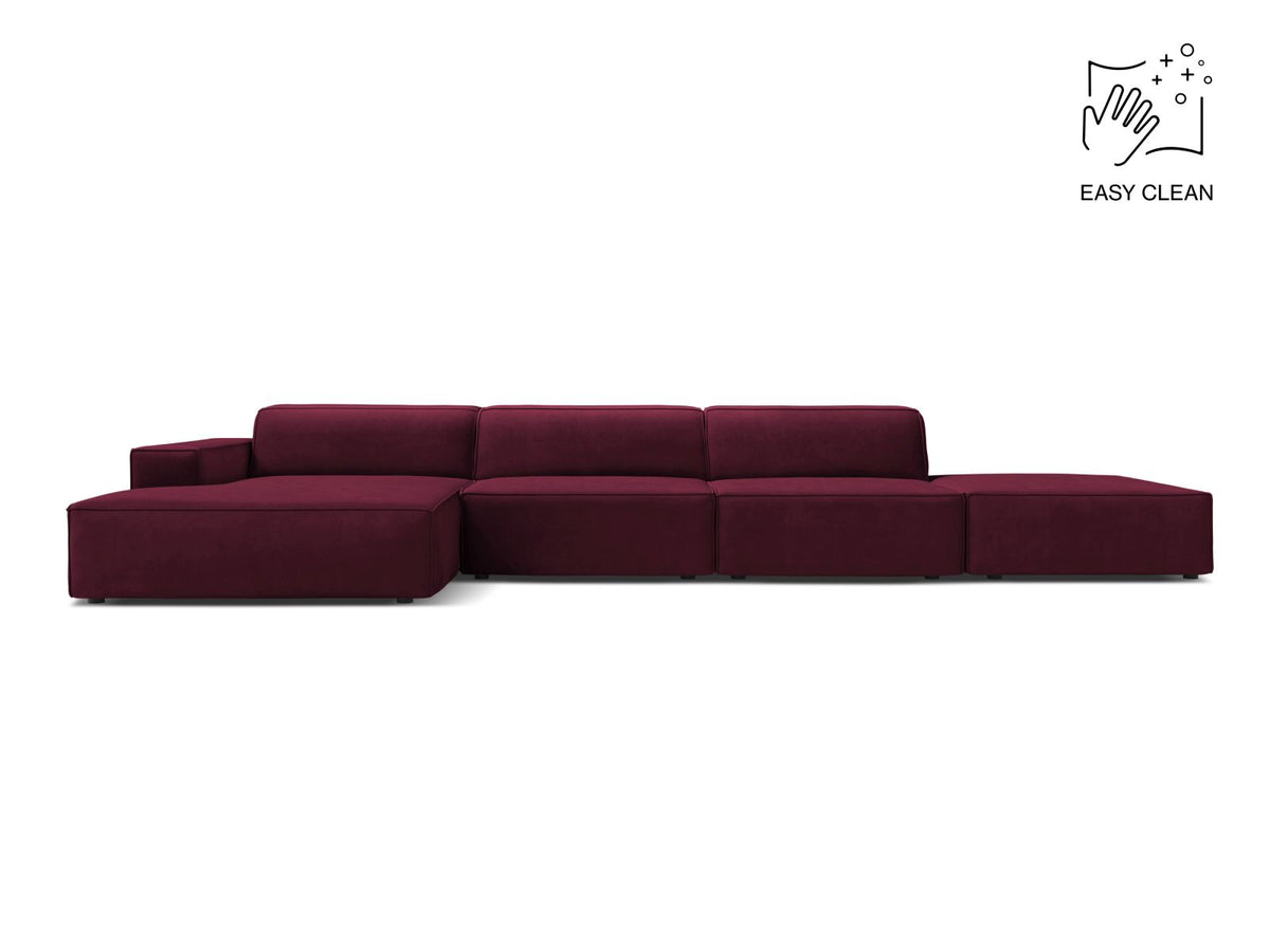 Jodie — Corner Sofa Burgundy (Venus 2932) Black Plastic Left