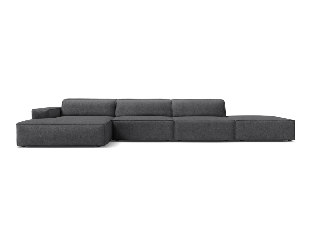 Jodie — Corner Sofa Dark Grey (Baloo 2083) Black Plastic Left