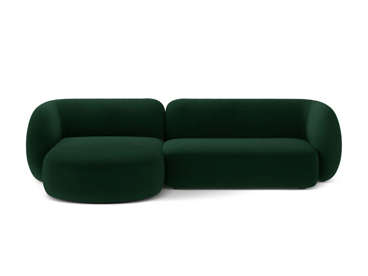 Kate — Corner Sofa Bottle Green (Salvador 7) Black Plastic Left