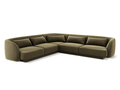 Tulum — Corner Sofa Green (Bluvel 77) Black Plastic