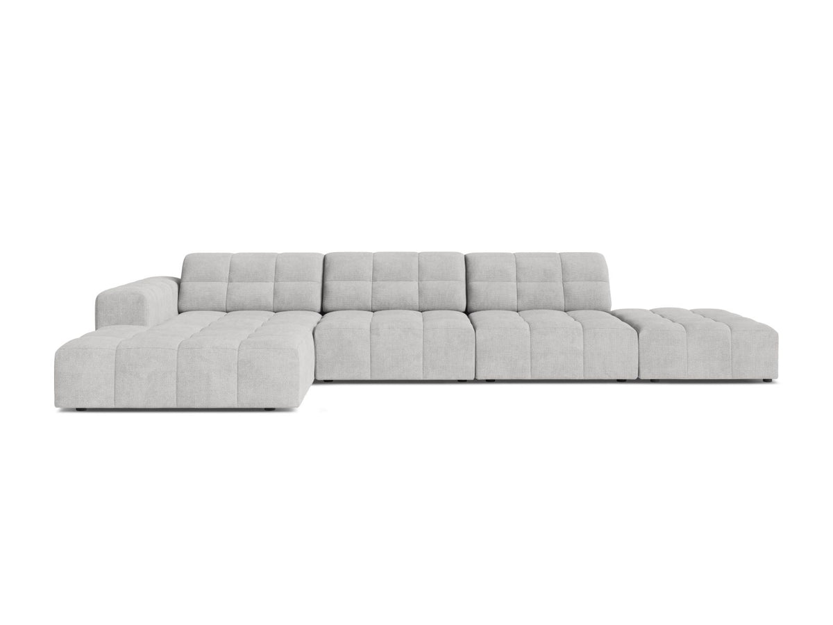Jennifer — Corner Sofa Silver (Eden 17 Silver) Black Plastic Left