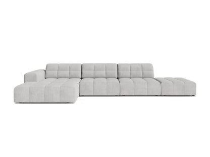 Jennifer — Corner Sofa Silver (Eden 17 Silver) Black Plastic Left