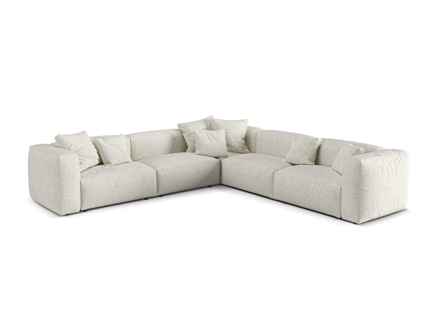 Martina — Corner Sofa Grey Beige Melange (Monet Pearl) Black Plastic