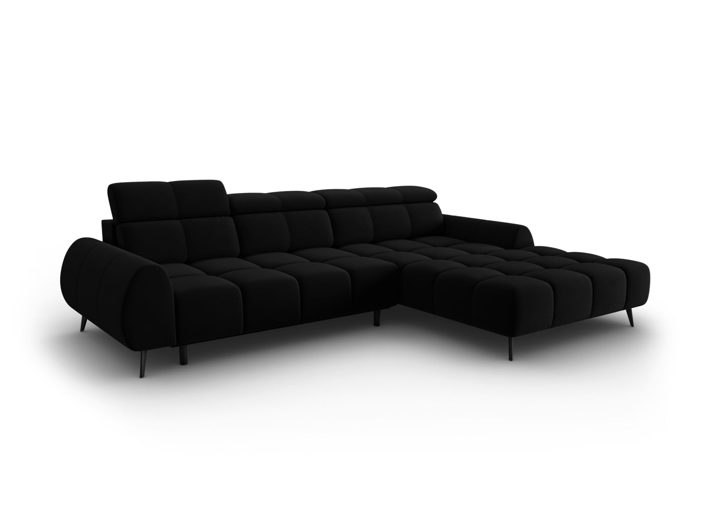 Alyse — Corner Sofa Black (Bluvel 19) Black Metal Right