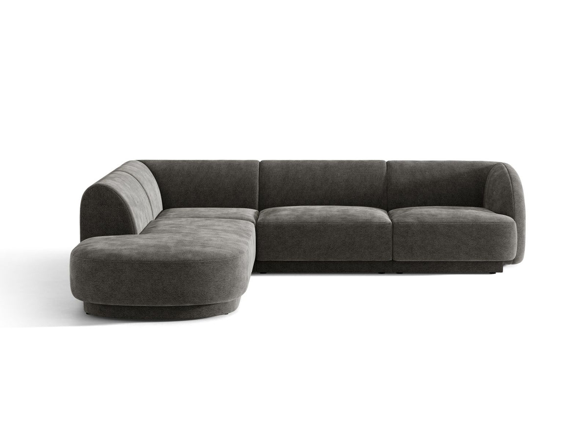 Miley — Corner Sofa Grey (Haga 16) Black Plastic Left