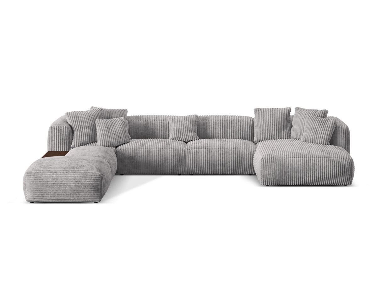 Martina — Panoramic Sofa Light Grey (Tilia 86) Black Plastic Left