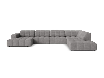 Jennifer — Panoramic Sofa Light Grey (Eden 18 Grey) Black Plastic Right
