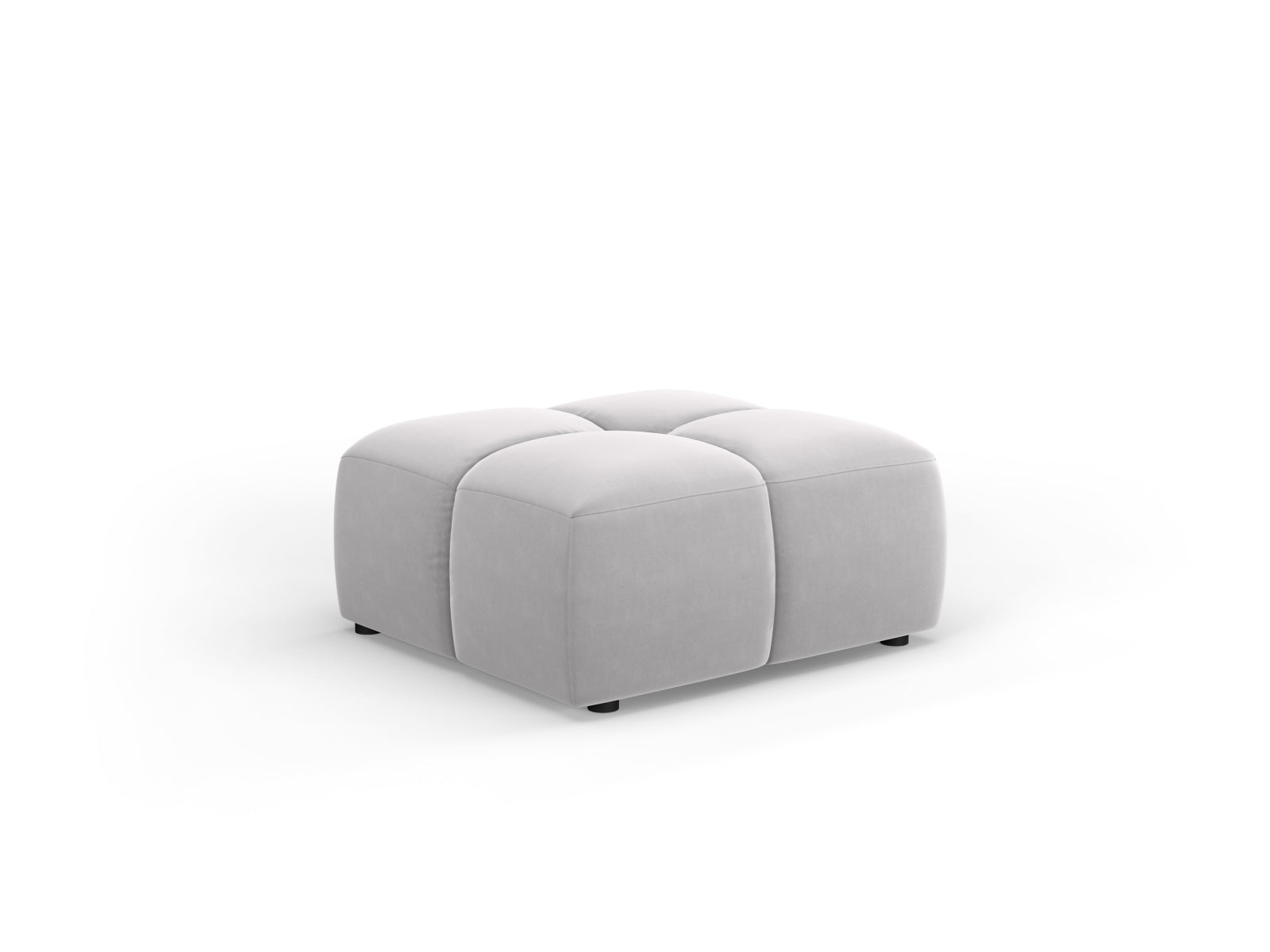 Moritz — Pouf Silver (Bluvel 03) Must plastik