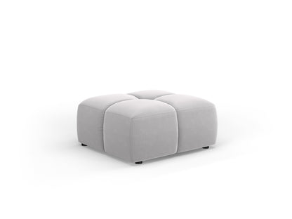 Moritz — Pouf Silver (Bluvel 03) Black Plastic