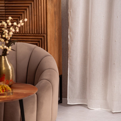 Homla Milan White Curtains with Pearls and Ribbon 140x250 cm