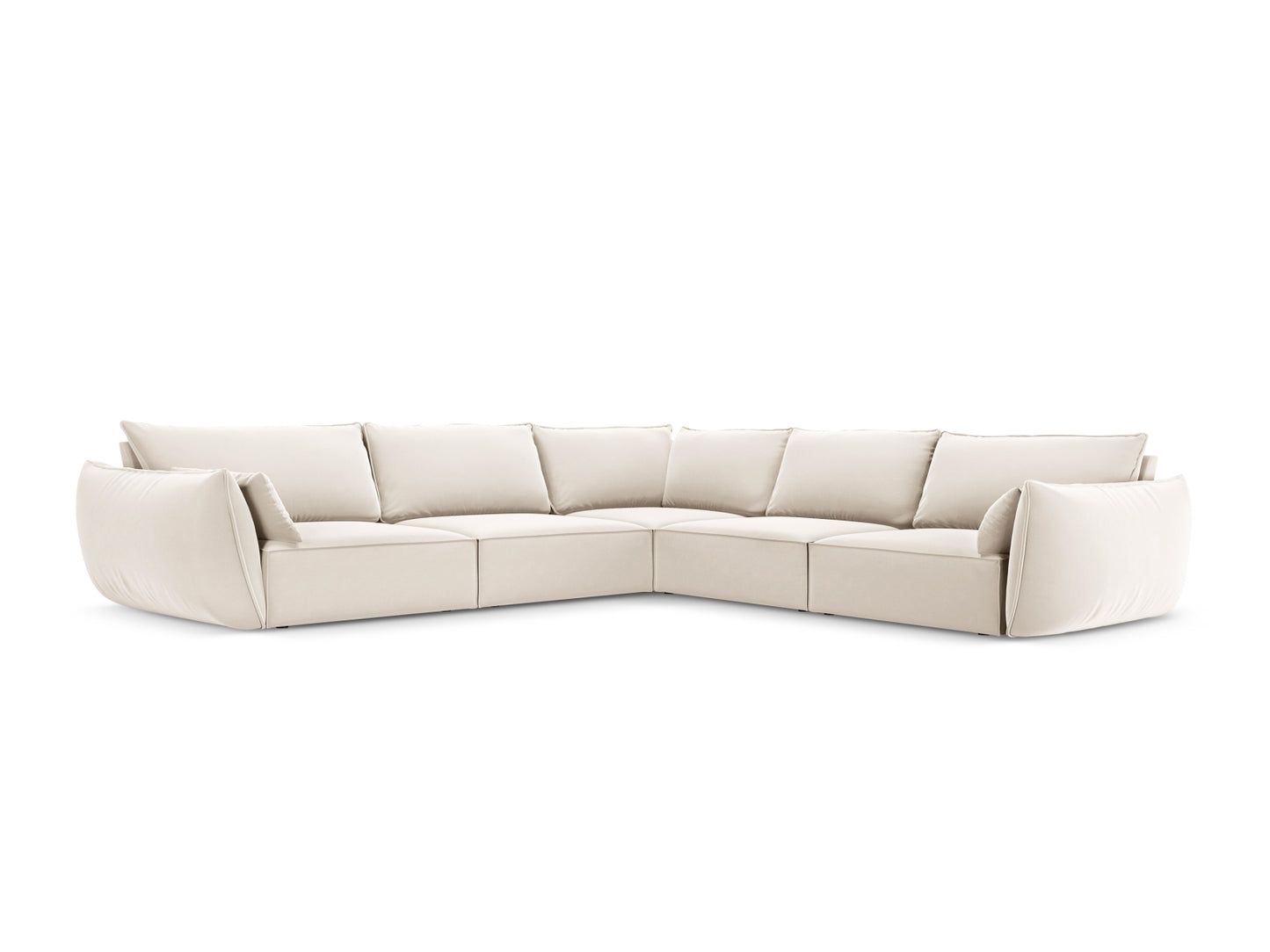 Kaelle — Corner Sofa Light Beige (Bluvel 22) Black Plastic