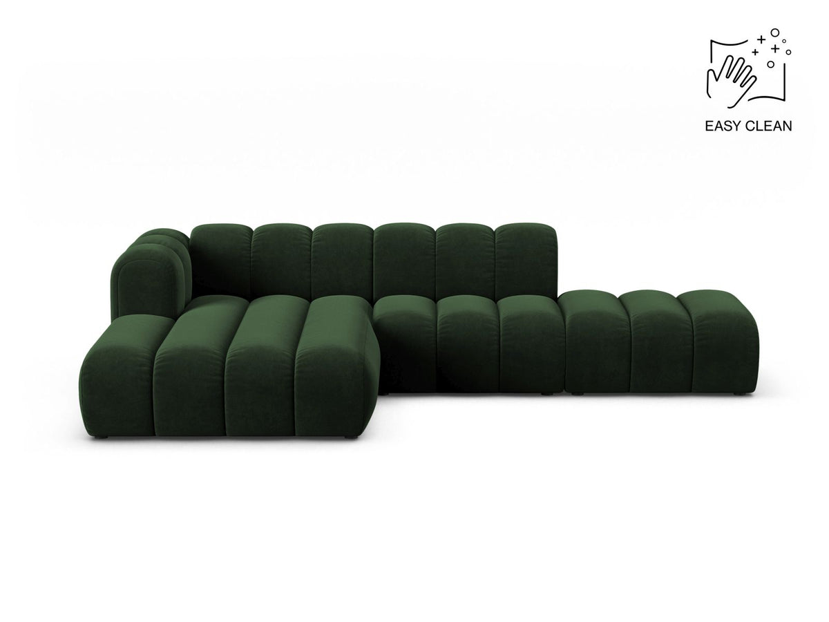 Lupine — Corner Sofa Bottle Green (Venus 2940) Black Plastic Left