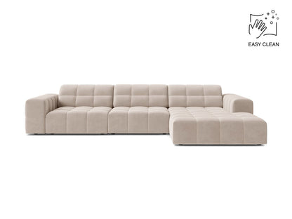 Jennifer — Corner Sofa Light Beige (Venus 2927) Black Plastic Right
