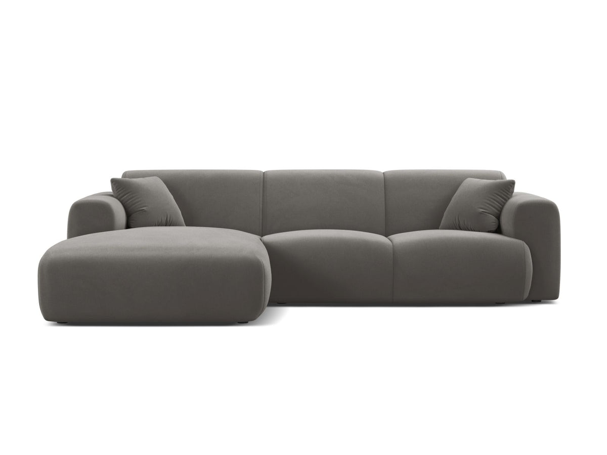 Molino — Corner Sofa Grey (Casino Stone) Black Plastic Left